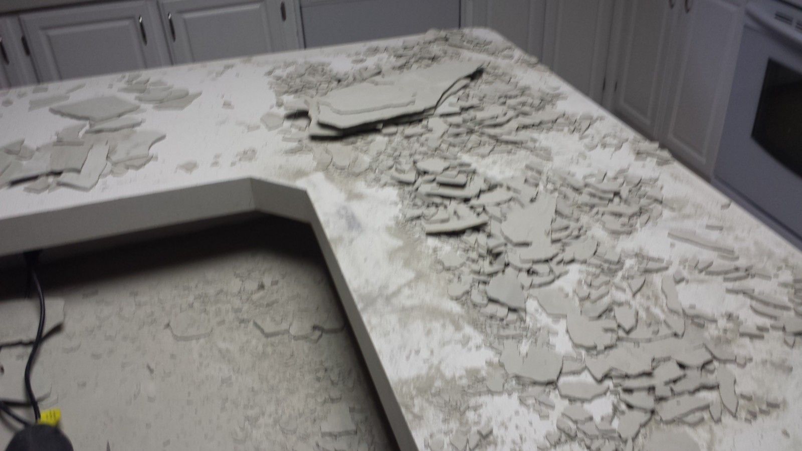Smashed Kitchen Counter Concrete countertop failure